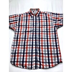 Resistol Ranch Mens XL Red White Blue Plaid Western Short Sleeve Button Shirt